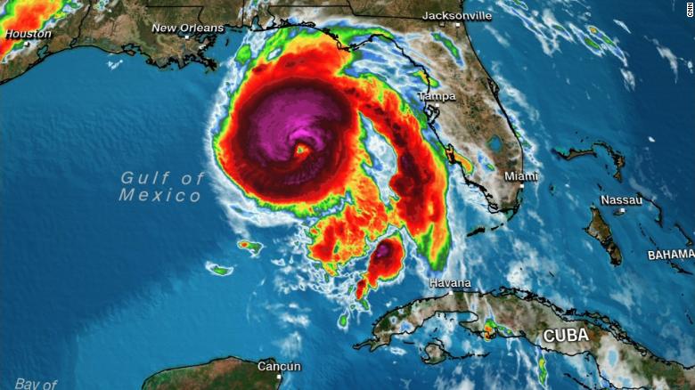 Radar of hurricane Michael hitting the Gulf Coast.